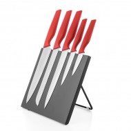 Bravissima Kitchen Kések Mágneses Tartóval (6 darab) - Piros + postaköltség csak 1 Ft
